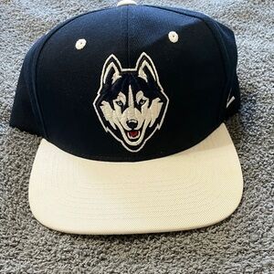 Navy and White UConn Husky Logo Men’s Snap-back